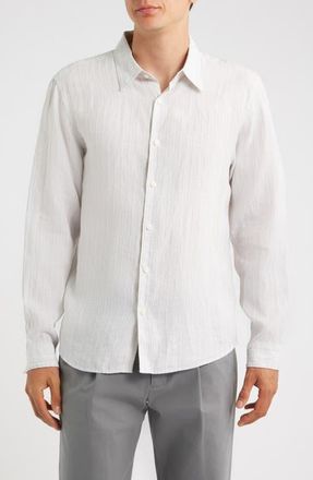 Theory Irving Relaxed Fit Stripe Linen Button-Up Shirt in Vapor Multi at Nordstrom, Size Xx-Large