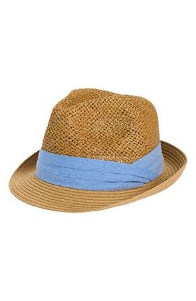 Nordstrom Paper Straw Fedora in Blue Combo at Nordstrom Rack, Size Large/x-Large