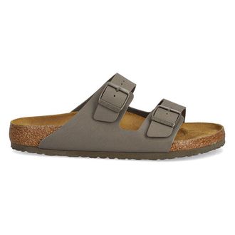 Birkenstock Arizona BS Birko-Flor Unisex Slides Sandals - Saffiano Concrete Gray - Size:UK 9.5