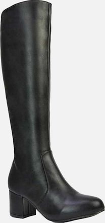 XY London Womens XY London Womens/Ladies Honey Ankle Zips Mid Block Heel Knee-High Boots - Black - Size: 6