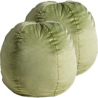 Beliani Conjunto De 2 Cojines Decorativos Esfera De Terciopelo Con Estampado Liso 33 X 33 Cm Verde Oliva Salvia