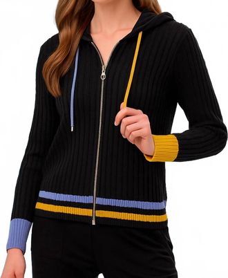 French Kyss Braided Zip Up Hoodie In Black/multi