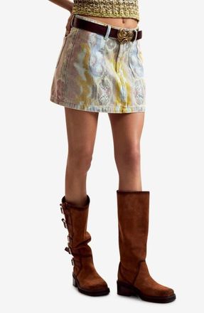 Desigual Abstract Print Denim Miniskirt in Medium Blue at Nordstrom, Size X-Large