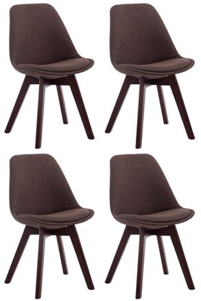 Clp Clp - Set De 4 Sillas Borneo Para Comedor En Tela Marr&oacute;n Nogal