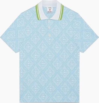 Casablanca Mens Jacquard Polo Shirt Blue - Size: 38