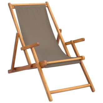 vidaXL Silla De Playa Topo Madera De Teca Maciza Vidaxl