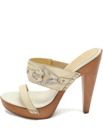 Versace 140mm platform sandals - women - Leather/Leather/Wood/Rubber - 38 - White