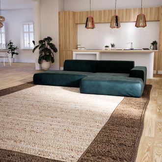 MYCS Ecksofa Samt Blaugrün - Flexible Designer-Polsterecke, L-Form: Beste Qualität, einzigartiges Design - 296 x 72 x 168 cm, konfigurierbar