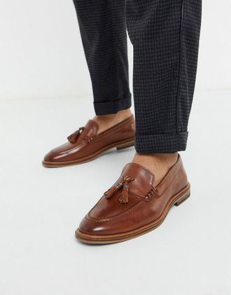 WALK LONDON Walk London west tassel loafers in tan leather-Brown