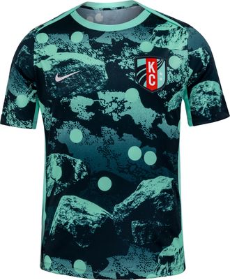 Nike Kansas City Current Nike Mens NWSL Short-Sleeve Pre-Match Top in Green | M21556KCSL26-HYT