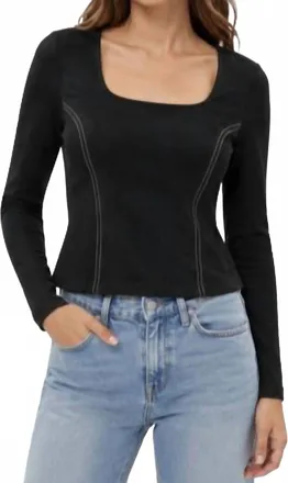 Fifteen Twenty Faux Suede Stitch Top In Black