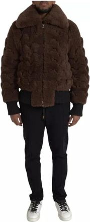 Bottega Veneta Bruine Shearling Wol Bomberjack - Heren - Jassen - Bruin - M - Wol - Jassen