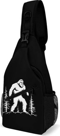 Generic Sasquatch Bigfoot Trees Mens Crossbody Chest Sling Bag for Travel Hiking Lightweight Shoulder Bags with Small Side