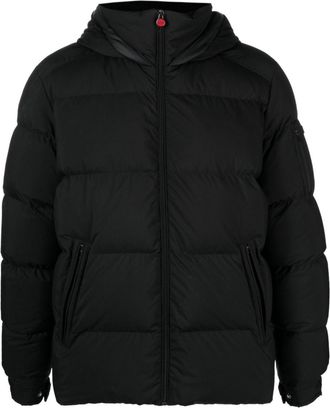 Kiton logo-patch quilted hooded jacket - men - Polyester/Polyamide/Virgin Wool/Polyurethane/Down/Feather - 50 - Black