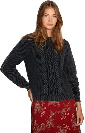 Belle & Bloom Hudson Street Cable Garment Dyed Sweater in Navy at Nordstrom, Size X-Small