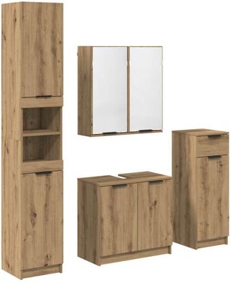 vidaXL Juego De Muebles De Ba&ntilde;o Con Caj&oacute;n 4 Pcs Roble Artesanal Vidaxl