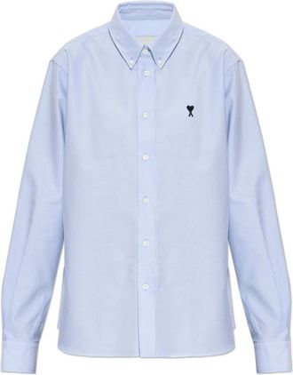 Ami Katoenen overhemd met geborduurd logo - Dames - Overhemden - Blauw - S - Katoen - Overhemden