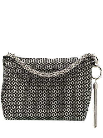 Jimmy Choo London Callie crystal-embellished clutch bag - women - Goat Skin/glass - One Size - Black
