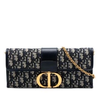Dior Pre-owned Montaigne Shoulder Bag - Dames - Pre-owned - Blauw - Maat: ONE Size Leer