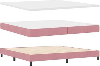 vidaXL Box Spring Bed with Mattress Pink 200 x 200 cm Velvet vidaXL