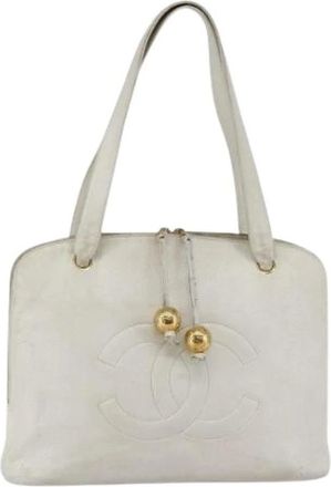 Chanel Pre-owned Shoulder Bags, female, White, Size: ONE SIZE Pre-owned Vintage Caviar Skin Tote Bag