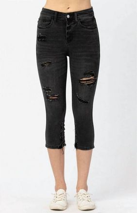 Judy Blue Curvy High Waist Skinny Capri Jeans In Black
