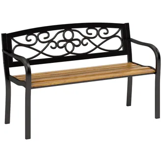OUTSUNNY Banco de jard&iacute;n 127x56x80 cm negro