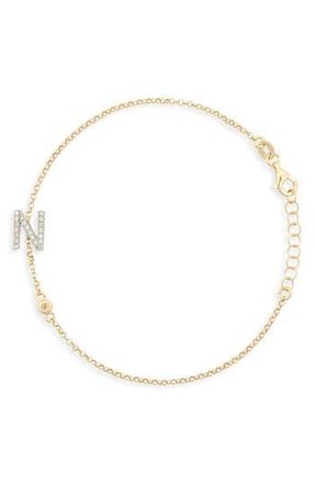 Meshmerise Diamond Initial Bezel Bracelet in Yellow-N at Nordstrom Rack