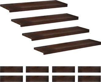 vidaXL Alfombras Para Escalones 12 Uds. 100 X 25 X 2 Cm Marr&oacute;n Oscuro Vidaxl