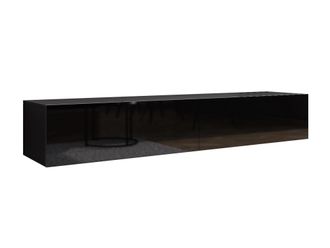 Mirjan24 Mueble Tv Vilrin I, Negro + Negro Brillante, N&uacute;mero De Puertas: 2, N&uacute;mero De Cajones: 0, 180x30x40cm