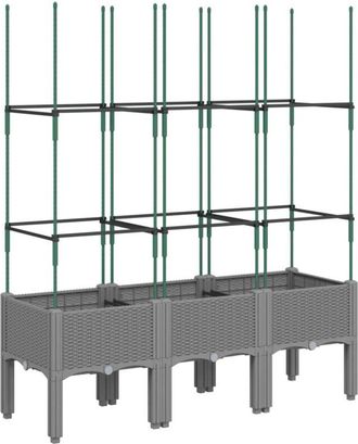 vidaXL Vidaxl - Garden Planter with Trellis Light Grey 120x40x142.5 cm pp