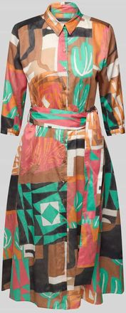 Milano Milano Italy Hemdblusenkleid mit Bindeg&uuml;rtel in Black, Gr&ouml;&szlig;e 46