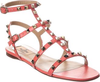 Valentino Rockstud Caged Leather Ankle Strap Sandal