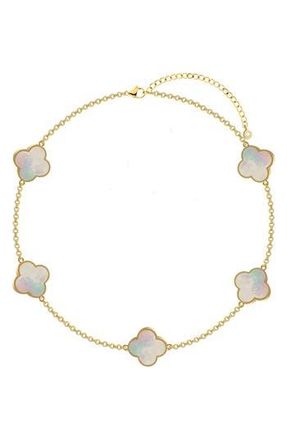 Gabi Rielle Clover Station Chain Bracelet in Gold/Pearl at Nordstrom Rack