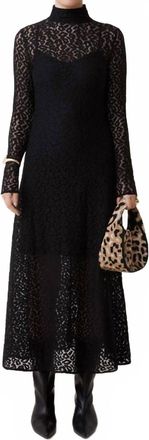 Suncoo Ciara Lace Midi Dress In Noir