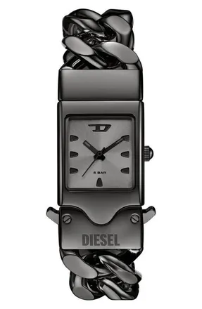 Diesel Closer Gunmetal Curb Chain Bracelet Watch, 22mm x 27mm at Nordstrom