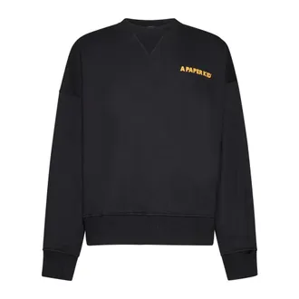 A Paper Kid Sweatshirts, male, Black, Size: M Logo-print cotton sweatshirt in black