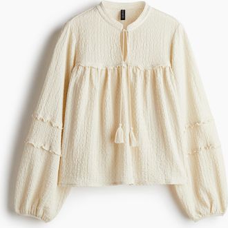H&M Gecrinkelte Jerseybluse - Beige