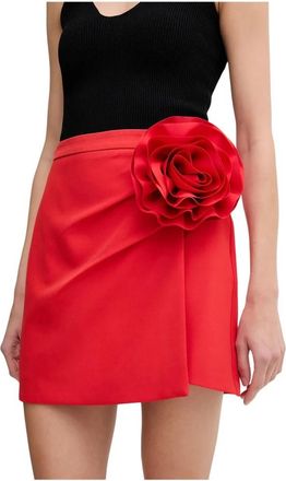 Gaud&igrave; Flower Appliqu&eacute; Skirt - Dames - Korte rokken - Rood - L - Leer - Rokken