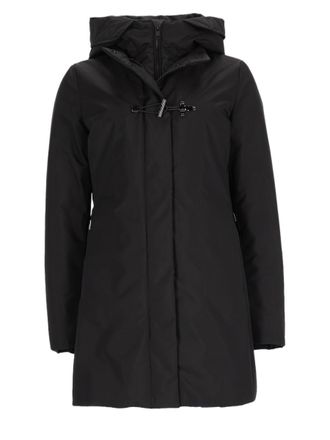 Fay Hooded Minimalist Black Polyamide Parka