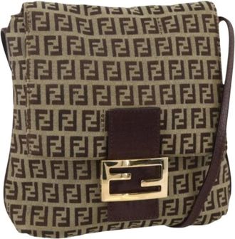 Fendi Pre-owned Cross Body Bags, female, Brown, Size: ONE SIZE Pre-owned Zucchino Canvas Shoulder Bag