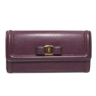 Ferragamo Bordeaux Leather Long Wallet (Bi-Fold) (Pre-Owned)