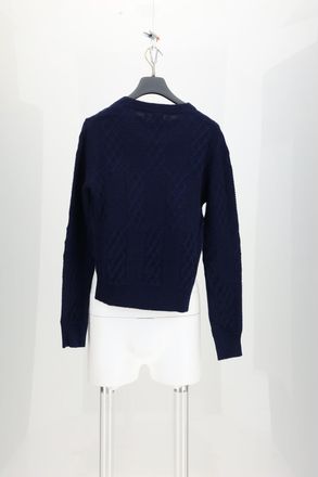 Dior Womens Cable Knit Sweater Blue Wool (ovis Aries)