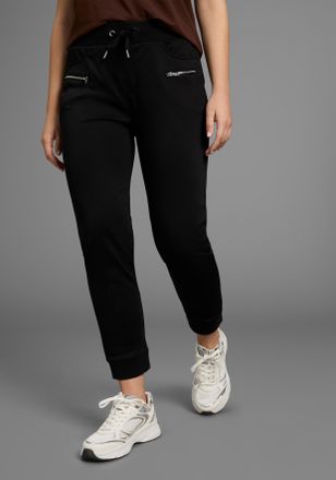 Bruno Banani Jerseyhose BRUNO BANANI, Damen, Gr. 36, N-Gr, schwarz, Milano Rib, Obermaterial: 76% Polyester, 20% Viskose, 4% Elasthan, clean, unifarben, figurbeton