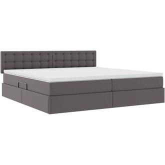 vidaXL Storage Bed with Mattress Grey 200 x 200 cm Faux Leather vidaXL