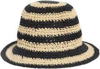 Kate Spade New York awning stripe straw cloche in Natural/Black 102 at Nordstrom Rack