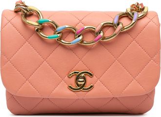 Chanel Pre-owned Womens 19 Mini Flap Bag - Coral Leather - One Size