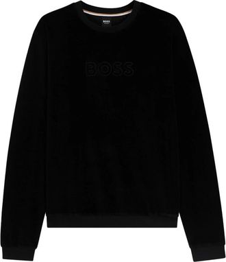HUGO BOSS Sweatshirts, male, Black, XL, Long Sleeve Velour Sweatshirt