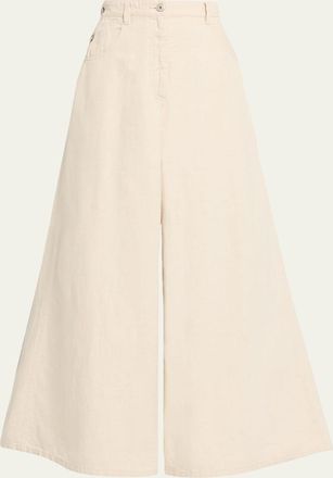 Brunello Cucinelli Garment Dyed Twill Maxi Wide-Leg Jeans