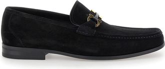 Ferragamo grandioso 2 Black Loafers With Gancini In Suede Man